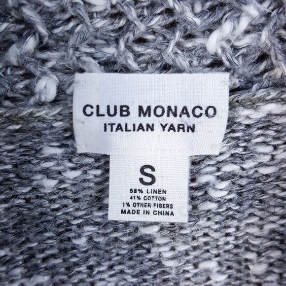 CLUB MONACO Womens Sweater Small Gray Cardigan Button Up Collared Linen Cotton - Picture 4 of 7
